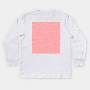 Pink and soft pink romantic stars vector pattern Kids Long Sleeve T-Shirt